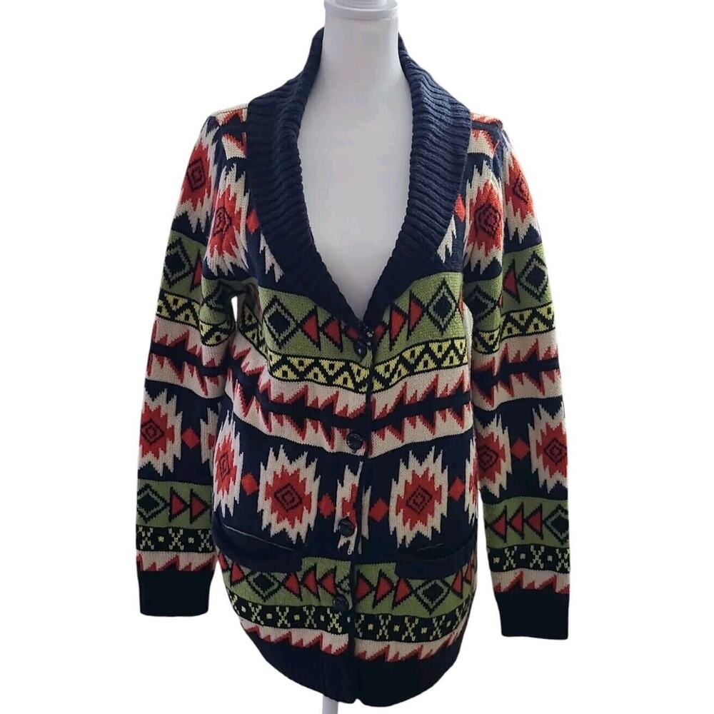 Xtaren Southwestern Geometric Cardigan Sweater Acrylic Size S/M With Pockets‎